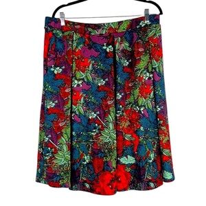LuLaRoe Green Floral Skater Romantic Career Casual Spring Flare Skirt Size 2XL